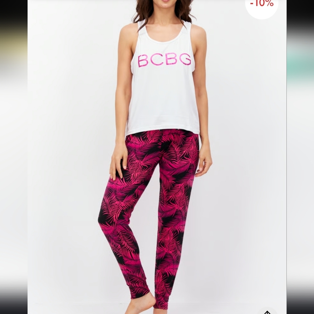 BCBGeneration Black and Pink Patterned Pajama Set